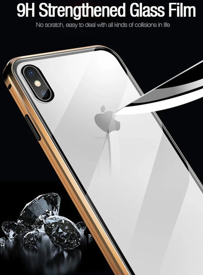 Magnetic Tempered Glass Privacy Metal Case For iPhone 15 14 13 360 Magnet Ant spy Protective Cover - Beri Collection 