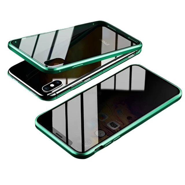 Magnetic Tempered Glass Privacy Metal Case For iPhone 15 14 13 360 Magnet Ant spy Protective Cover - Beri Collection 