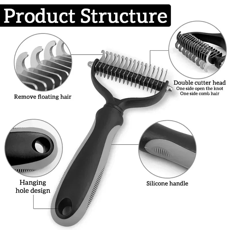 Stainless Steel Double Sided Pet Grooming Brush Removing Tangles Cat and dog Accessories