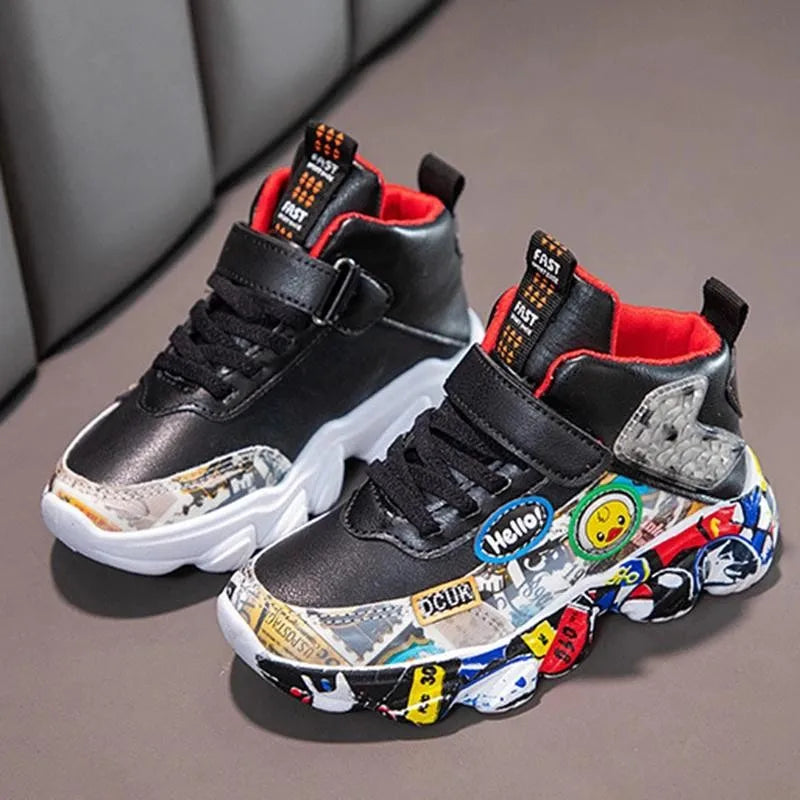 Children Sports Sneakers Graffiti Pattern