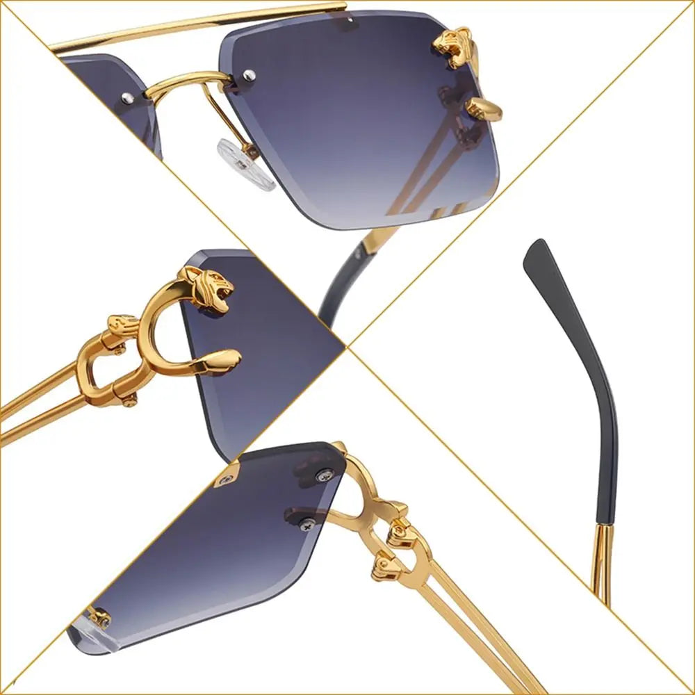 Steampunk Rimless Square Men Sunglasses