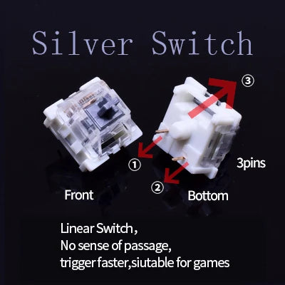 Mechanical Keyboard Key Switch for CIY Sockets SMD 3pin Thin pins Compatible with MX Switch