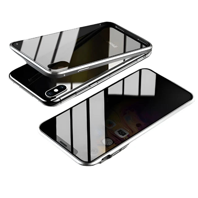 Magnetic Tempered Glass Privacy Metal Case For iPhone 15 14 13 360 Magnet Ant spy Protective Cover - Beri Collection 