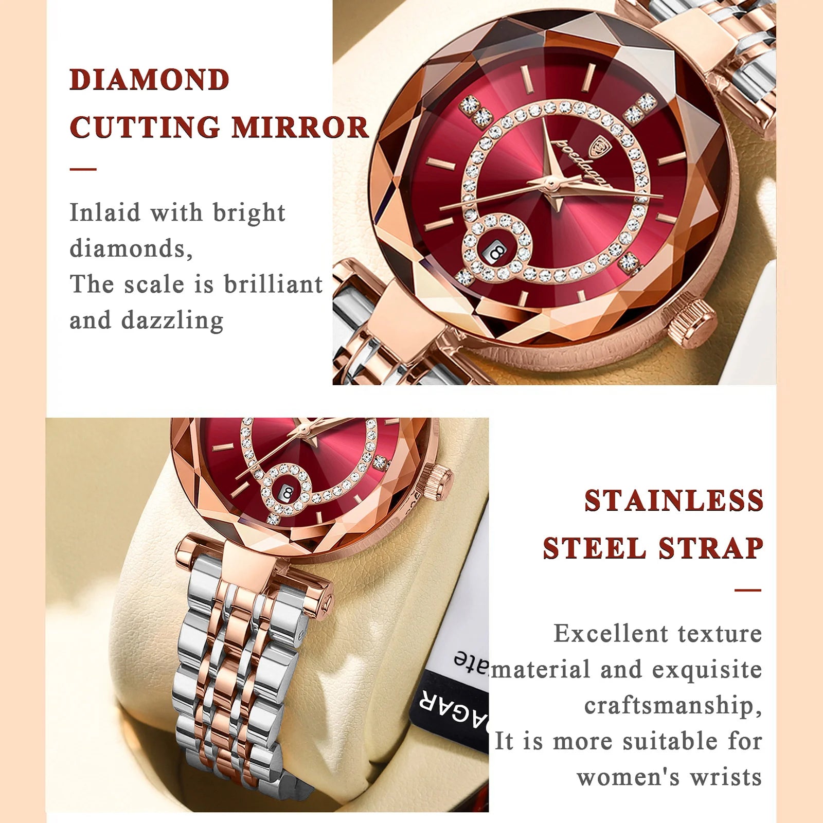 Luxury Watch For Women High-Quality Diamond Quartz Waterproof poedagar watch