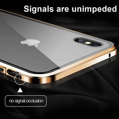Magnetic Tempered Glass Privacy Metal Case For iPhone 15 14 13 360 Magnet Ant spy Protective Cover - Beri Collection 