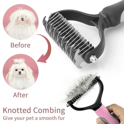 Stainless Steel Double Sided Pet Grooming Brush Removing Tangles Cat and dog Accessories