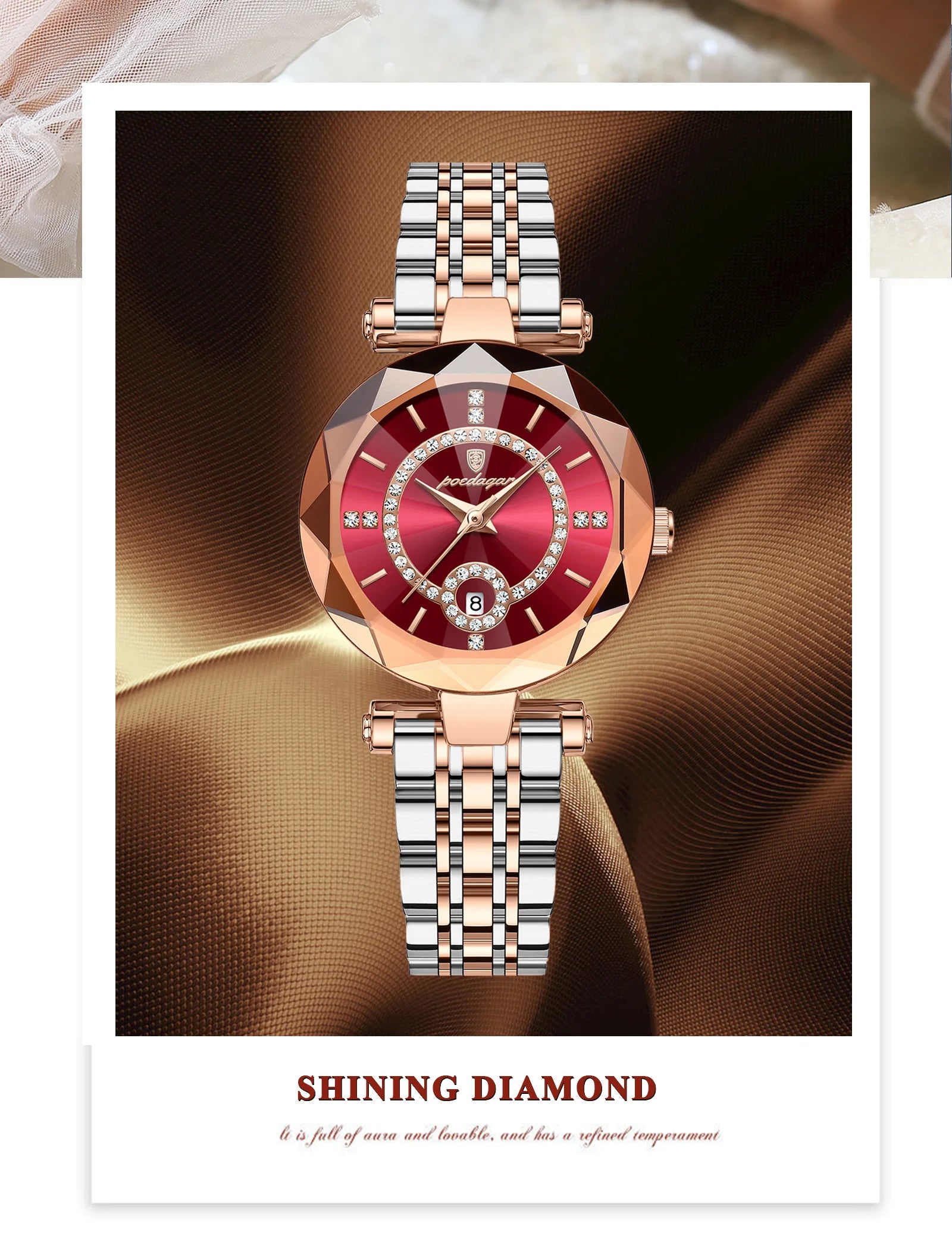 Luxury Watch For Women High-Quality Diamond Quartz Waterproof poedagar watch