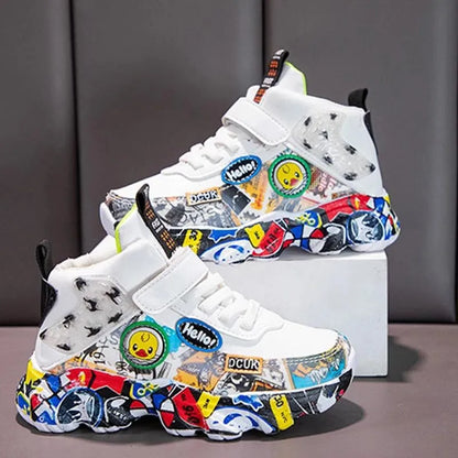Children Sports Sneakers Graffiti Pattern
