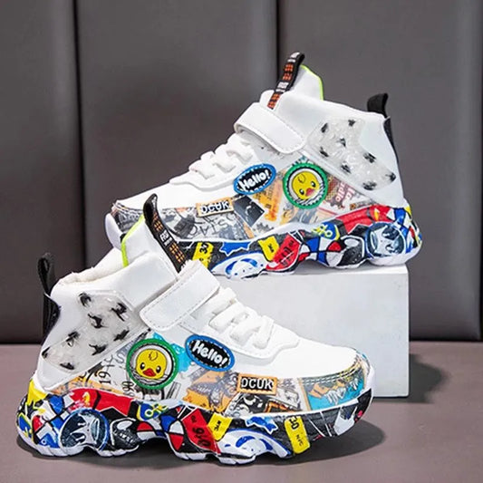 Children Sports Sneakers Graffiti Pattern