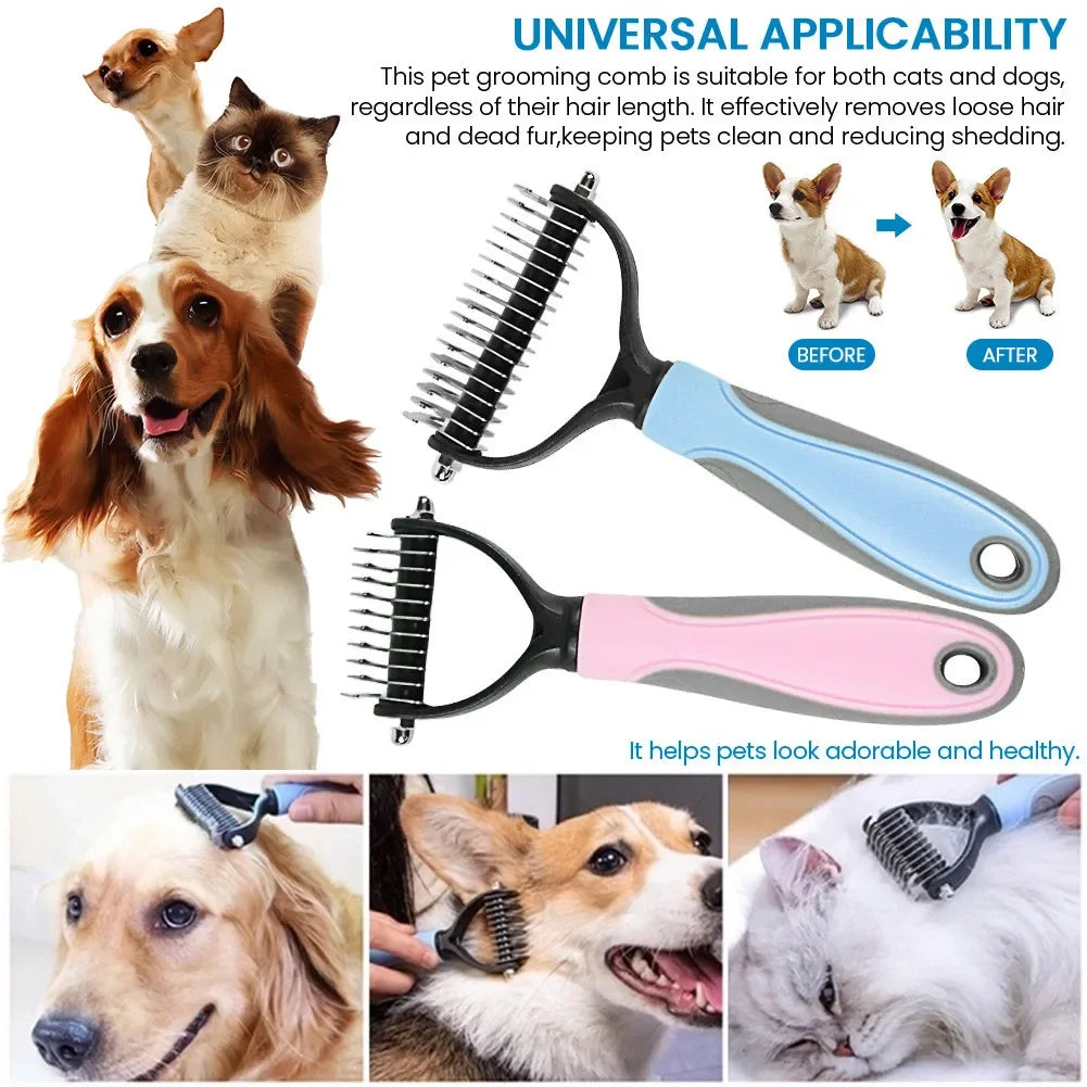 Stainless Steel Double Sided Pet Grooming Brush Removing Tangles Cat and dog Accessories