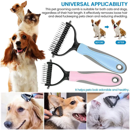 Stainless Steel Double Sided Pet Grooming Brush Removing Tangles Cat and dog Accessories