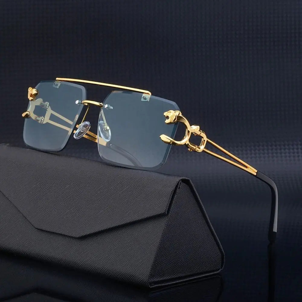 Steampunk Rimless Square Men Sunglasses