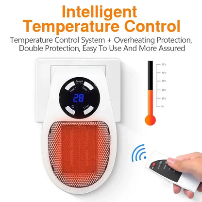 Mini Electric Portable Heater Wall-Outle Air Heater Powerful Warm Blower Household Radiator Remote Warmer Room Heating Stove - Beri Collection 