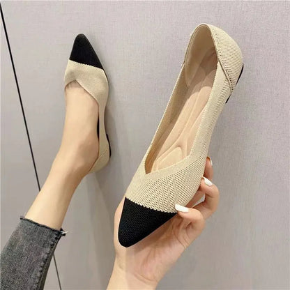 Spring and autumn flat shoes fashion leisure Women's flat shoes pointed knitting elastic comfortable boutique shoes - Beri Collection 