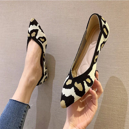 Spring and autumn flat shoes fashion leisure Women's flat shoes pointed knitting elastic comfortable boutique shoes - Beri Collection 
