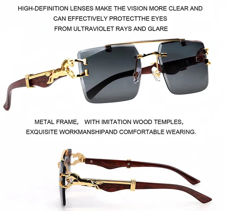 Square Sunglasses For Men New Luxury Vintage Designer Rimless Sunglasses Women Trendy Fashion Glasses Gafas De Sol Hombre - Beri Collection 