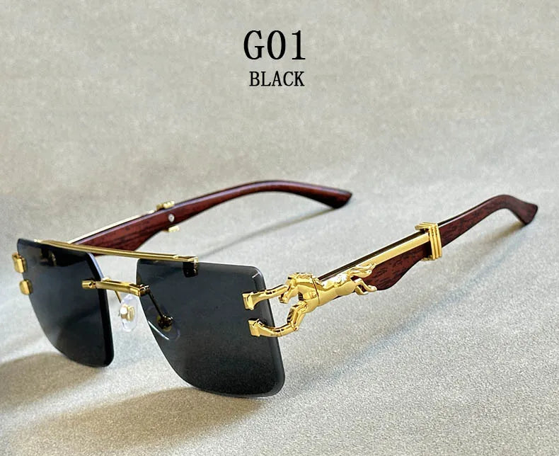 Square Sunglasses For Men New Luxury Vintage Designer Rimless Sunglasses Women Trendy Fashion Glasses Gafas De Sol Hombre