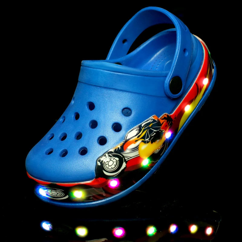 Summer Children Sandals LED Lighted Flashing Light Shoes Boys Girls Beach Sandals Kids Breathable Fashion Sneakers