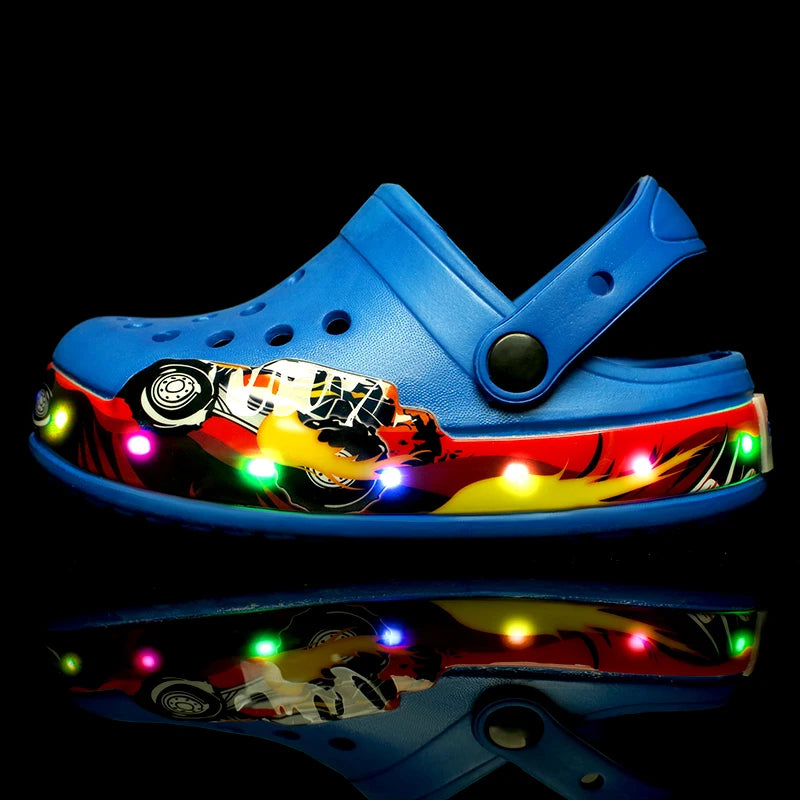 Summer Children Sandals LED Lighted Flashing Light Shoes Boys Girls Beach Sandals Kids Breathable Fashion Sneakers