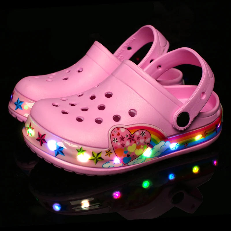 Summer Children Sandals LED Lighted Flashing Light Shoes Boys Girls Beach Sandals Kids Breathable Fashion Sneakers