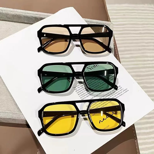 Vintage Oversized Sunglasses Fashion Men Women Square Shades Eyewear Trendy Ins Popular Brand Design UV400 Sun Glasses - Beri Collection 