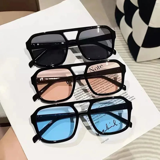 Vintage Oversized Sunglasses Fashion Men Women Square Shades Eyewear Trendy Ins Popular Brand Design UV400 Sun Glasses - Beri Collection 