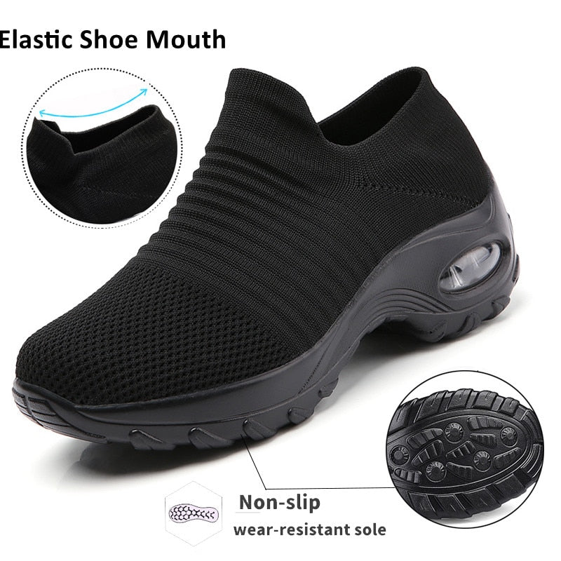 Women Breathable Mesh Height-increasing Slip-on Female Sock Sneakers