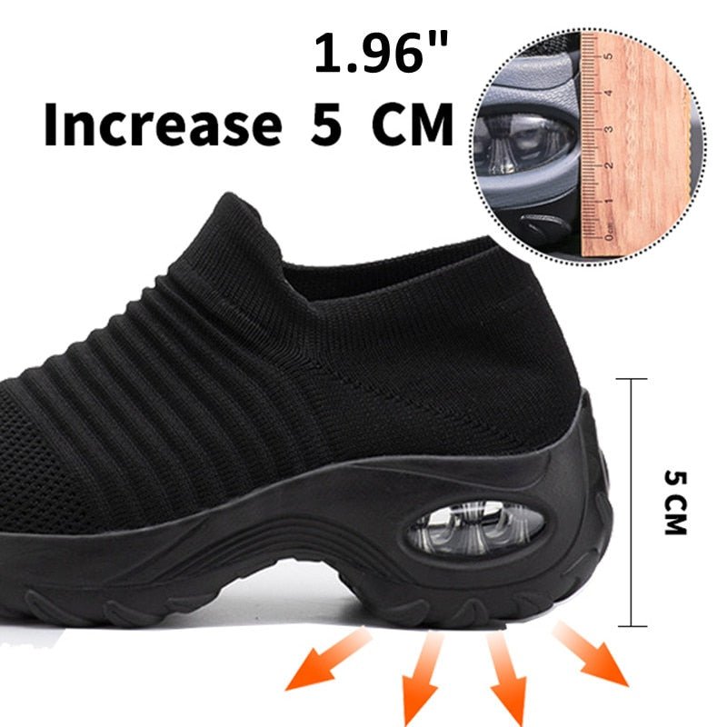 Women Breathable Mesh Height-increasing Slip-on Female Sock Sneakers