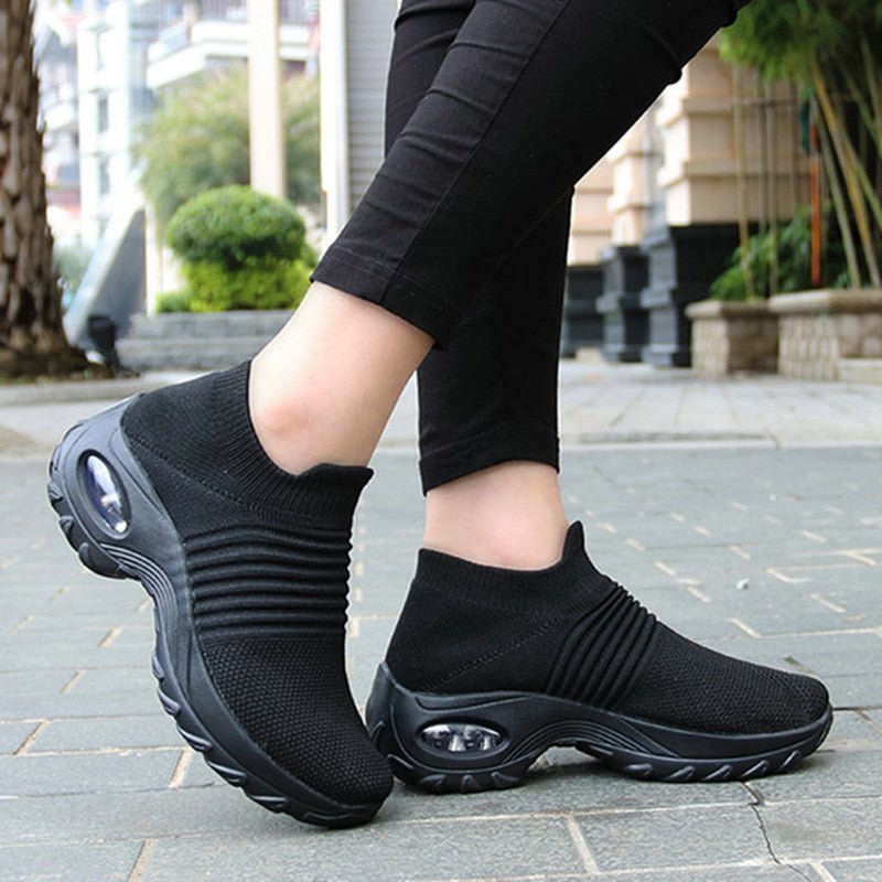 Women Breathable Mesh Height-increasing Slip-on Female Sock Sneakers