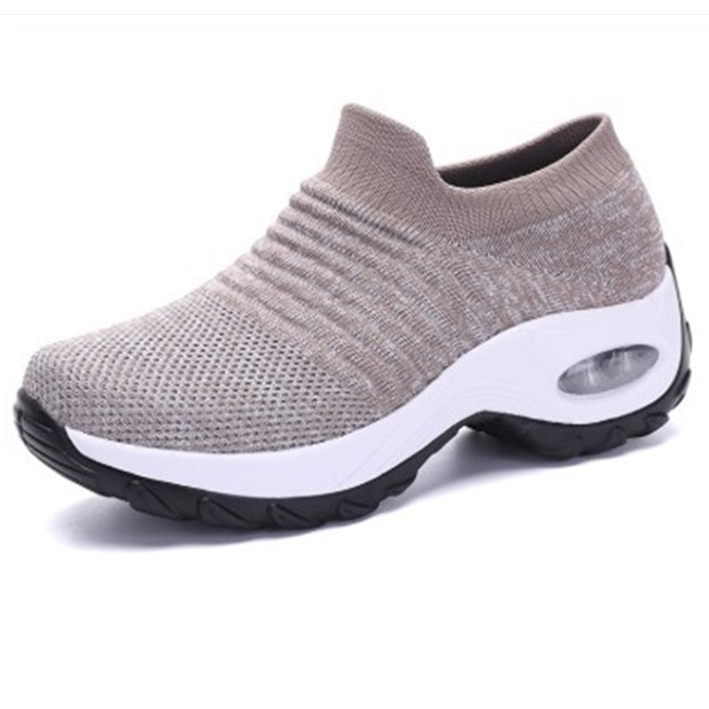 Women Breathable Mesh Height-increasing Slip-on Female Sock Sneakers