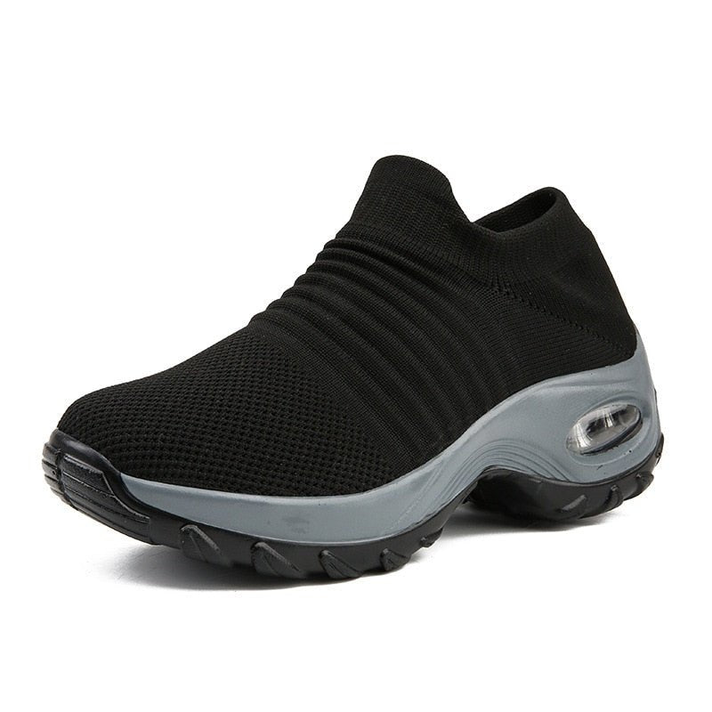 Women Breathable Mesh Height-increasing Slip-on Female Sock Sneakers